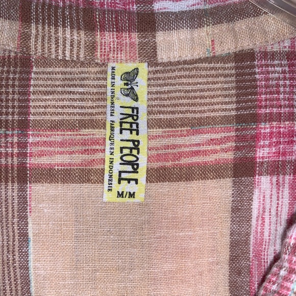 Free People Pale Pink Plaid Utility Button Down - Picture 11 of 16